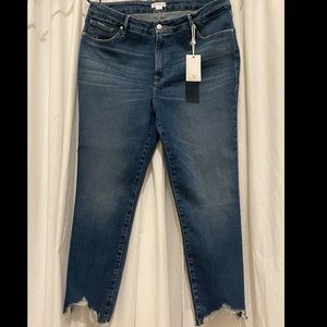 Good American Straight Leg Cigarette (Good Legs) Jean Size 16 Raw Hem NWT